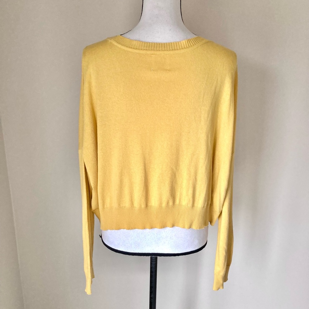 PLANET by Lauren G "Sizeless" Laser Cut-Out Pima Cotton Sweater – Mustard Yellow - Picture 6 of 9